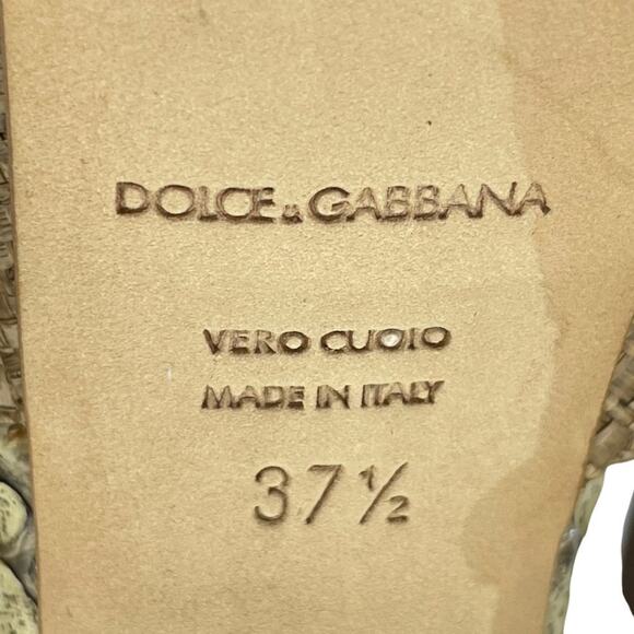 Dolce and Gabbana Snakeskin Tan Black Platform Sandals Heels - Picture 11 of 12